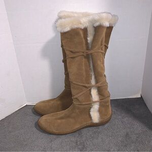 BANANA REPUBLIC Leather SHEARLING Faux Fleece TALL BOOTS Women’s Size 8.5 - Warm
